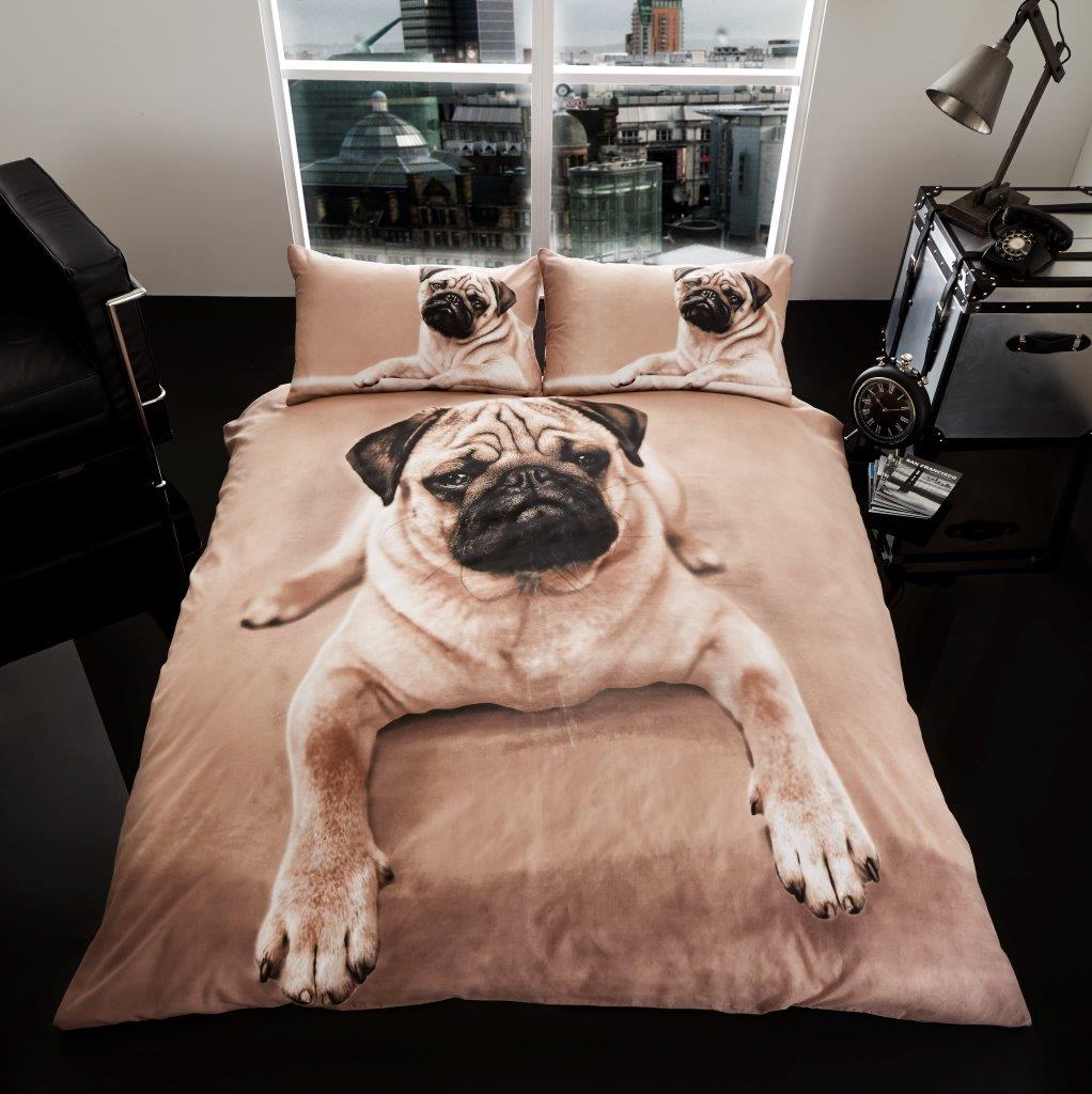 3D Animal Pug Dog Premium Duvet Cover Bedding Set single Double King –  LinenStar