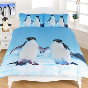 Penguin Animal Print Multi 3D Effect Duvet Quilt Cover Bedding Set Pillow Case