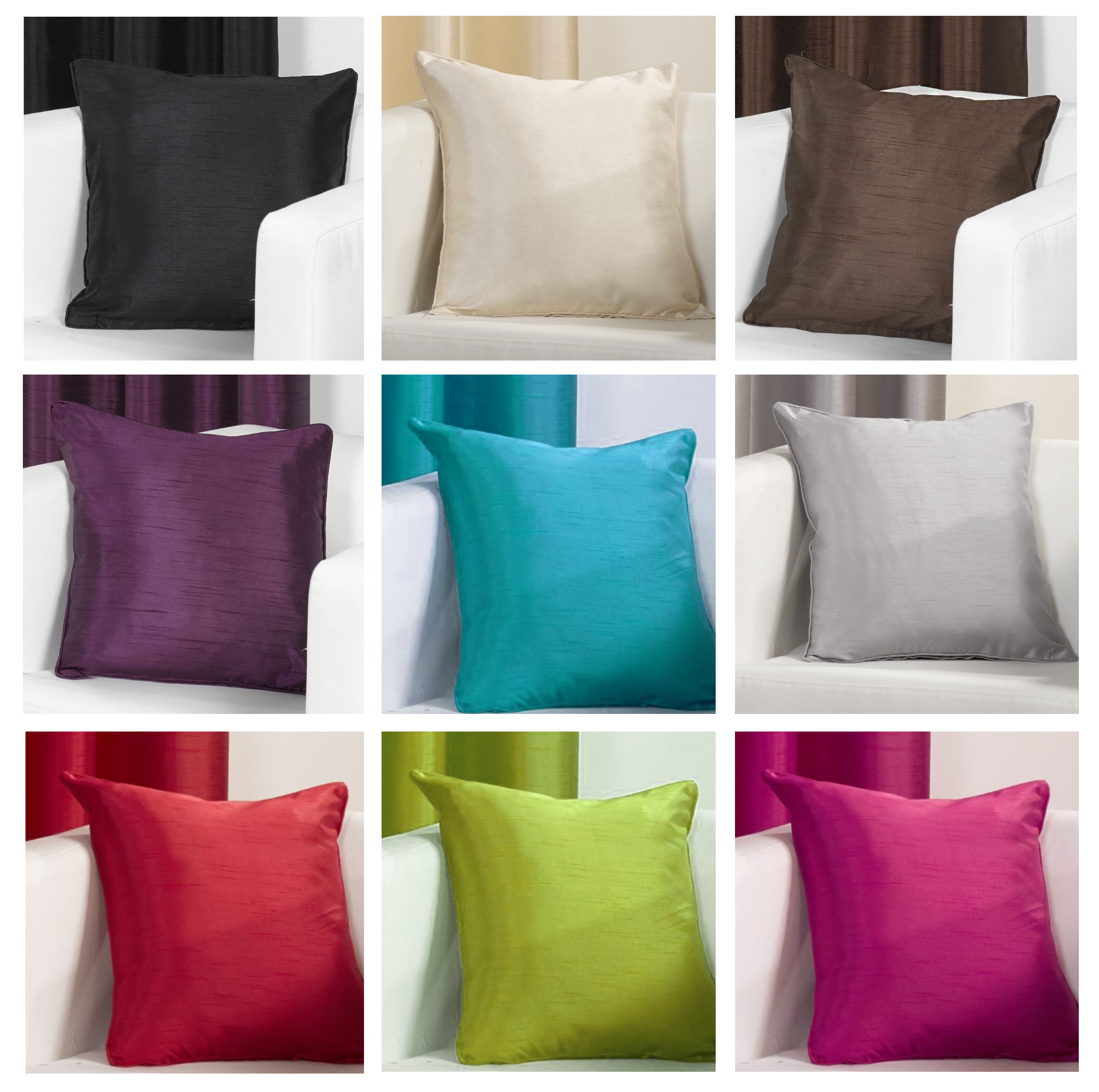 Faux Silk Slubbed Cushion Covers 18x18 inch