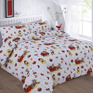 Christmas Noel Printed Duvet Cover Bedding Set Single Double King Super King