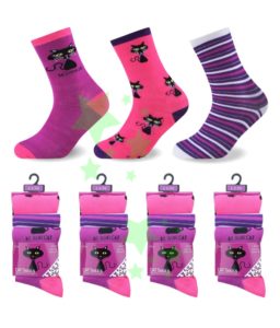 linenstar socks black-cat-pink-purple
