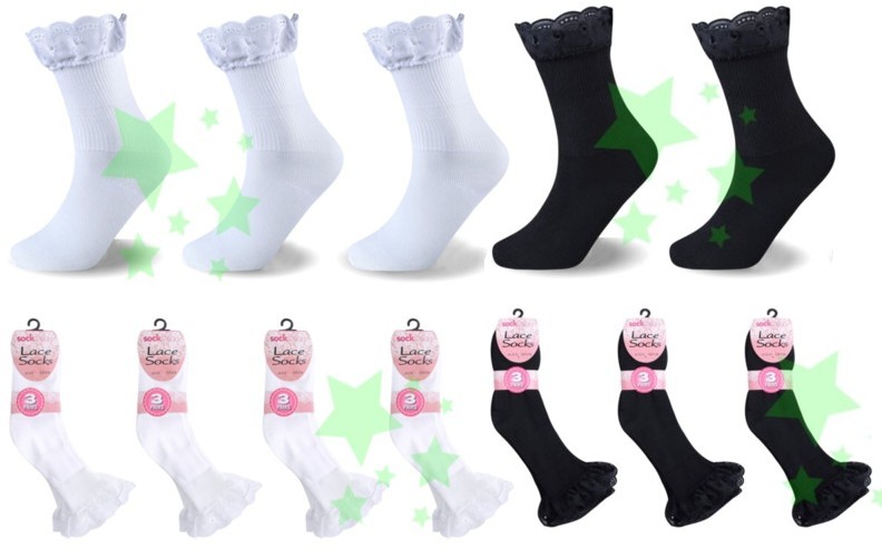 thumbnail image 2 of Girls White Frilly Lace Socks – Size 6-8.5 (2-3 Years), Unbranded 2 of 5