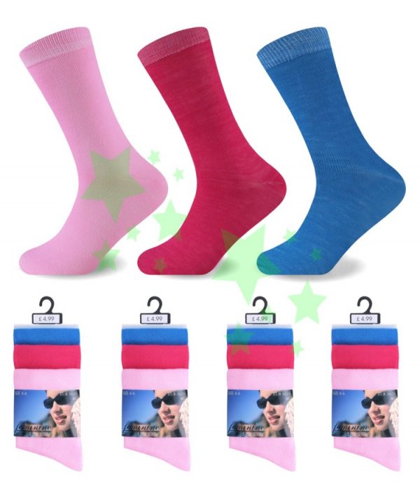 linenstar socks ladies-plain-pink-fuchsia