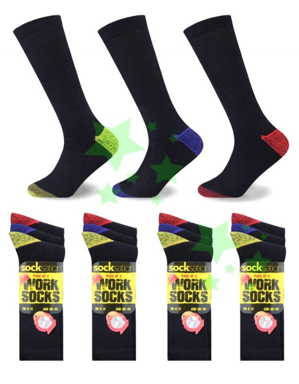 linenstar men-work-socks-colour-heal-toe