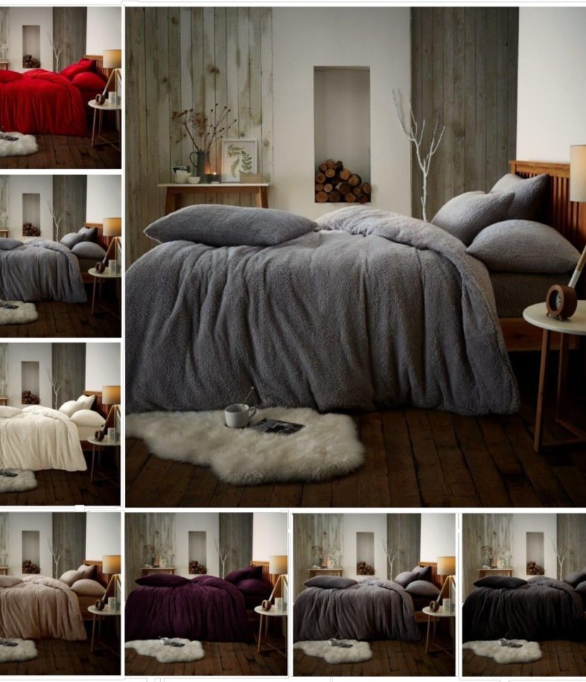 Teddy Fleece Duvet Quilt Cover Super Soft Bedding Set All Sizes