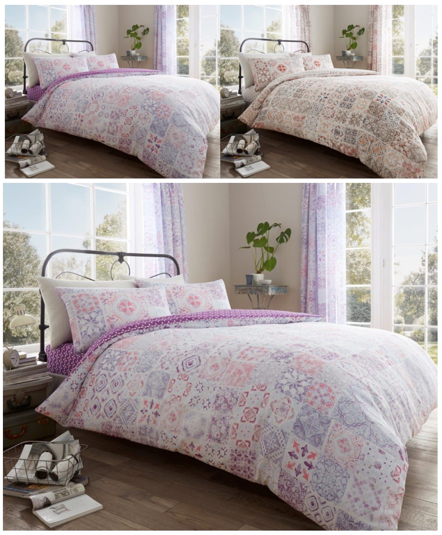 Amira Vintage Floral Duvet Quilt Cover Polycotton Printed Bedding Set ...