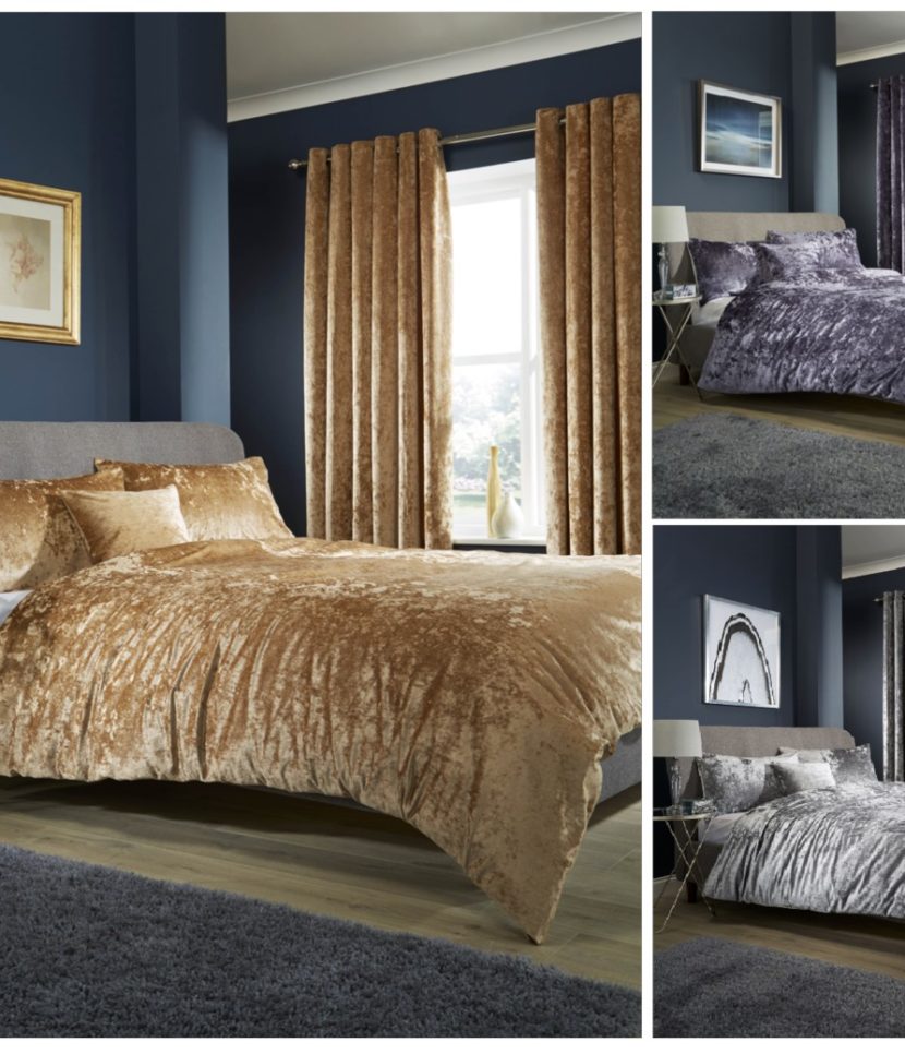 Crushed Velvet Luxurious Fancy Duvet Quilt Cover Bedding Set with
