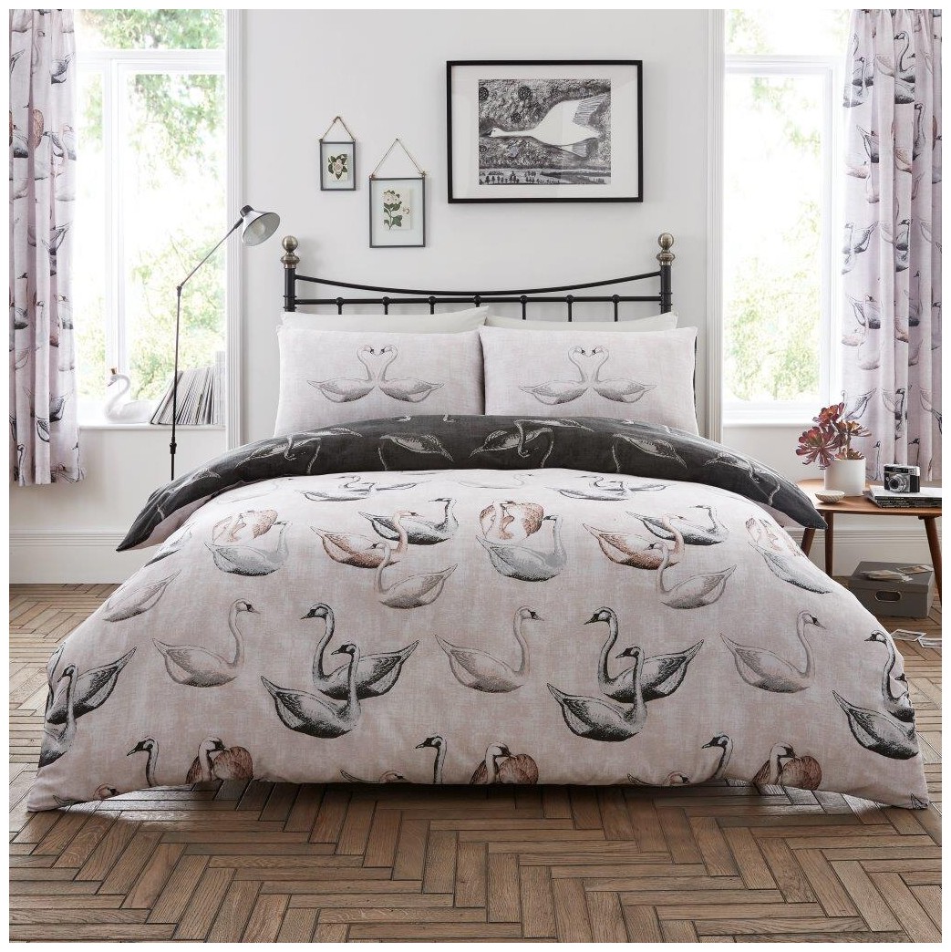 Swans Animal Print Duvet Quilt Cover Polycotton Bedding Set Pillow