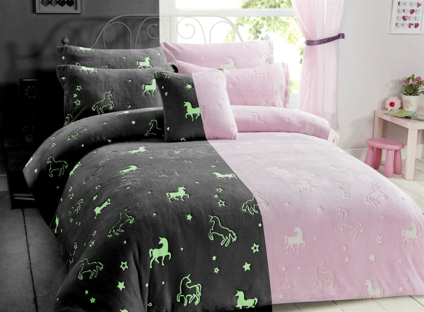Teddy Unicorn Fleece Duvet Cover Quilt Cover Thermal Warm Soft Bedding All Size 