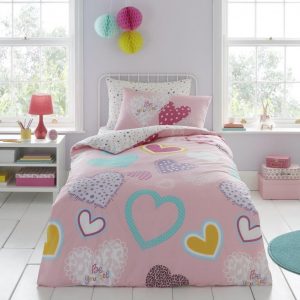 Hearts Pink Duvet Cover Kids Reversible Bedding Set Or Hearts Sheet Set