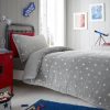 Cuddly Stars Grey Teddy Fleece Glow in Dark Duvet Cover Kids Soft Bedding Set