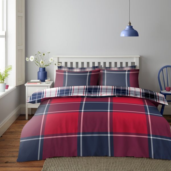 Wimborne Check Printed Duvet Cover Tartan Reversible Bedding Set - Image 2