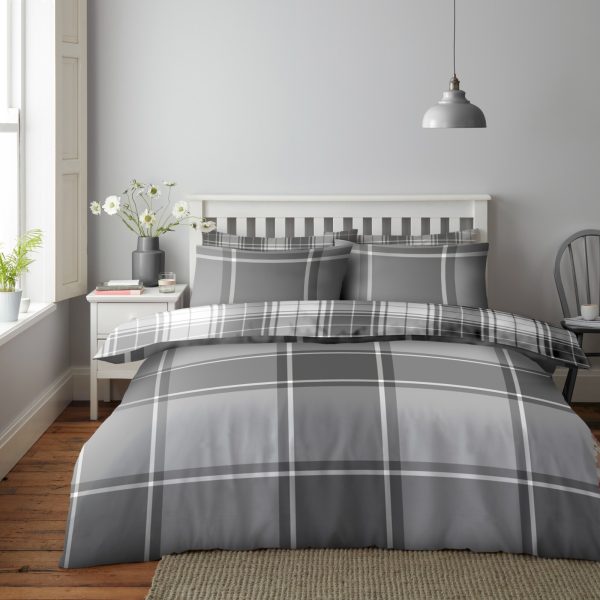 Wimborne Check Printed Duvet Cover Tartan Reversible Bedding Set - Image 3