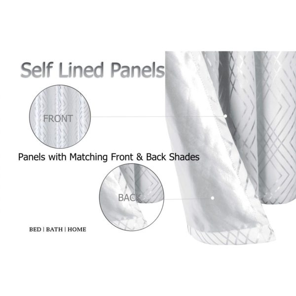 Geo Foil Blackout Eyelet Pair Curtains Metallic Thermal Ring Top 2 Panels - Image 6