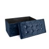 Crushed Velvet Diamante Ottoman Pouffe Foldable Storage Box Foot Stool Bench - Image 2