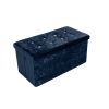 Crushed Velvet Diamante Ottoman Pouffe Foldable Storage Box Foot Stool Bench - Image 3