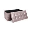 Crushed Velvet Diamante Ottoman Pouffe Foldable Storage Box Foot Stool Bench - Image 5