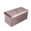 Crushed Velvet Diamante Ottoman Pouffe Foldable Storage Box Foot Stool Bench - Image 6