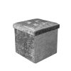 Crushed Velvet Diamante Ottoman Pouffe Foldable Storage Box Foot Stool Bench - Image 7