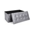 Crushed Velvet Diamante Ottoman Pouffe Foldable Storage Box Foot Stool Bench - Image 8
