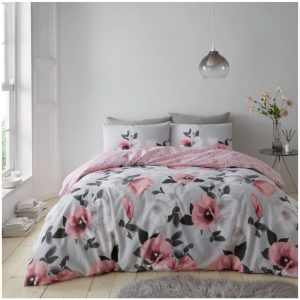 3D Digital Poppy Blush Pink Duvet Cover Bedding Set With Pillow Case