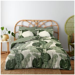 Bermuda Duvet Cover Leaf Green Reversible Bedding Set With Pillow Case