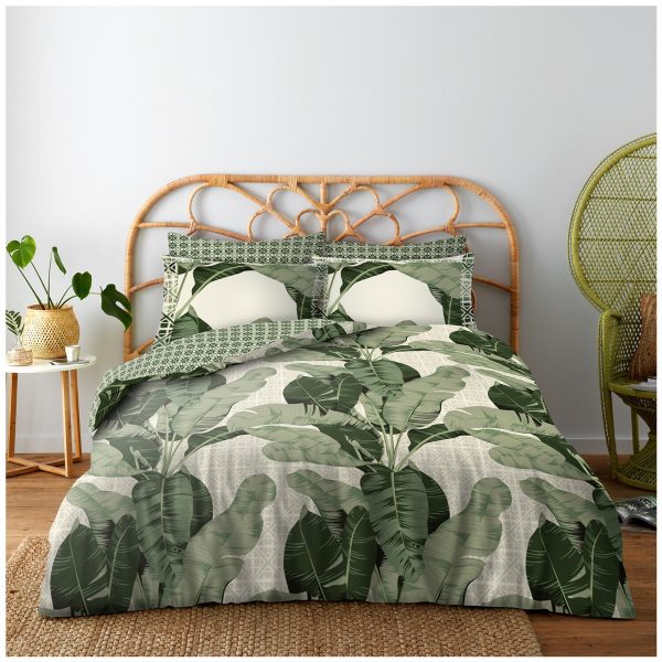 Bermuda Duvet Cover Leaf Green Reversible Bedding Set With Pillow Case