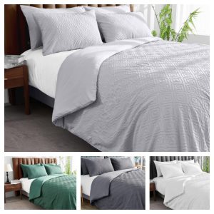Canterbury Square Embossed Pattern Duvet Cover Signature Microfibre Bedding Set
