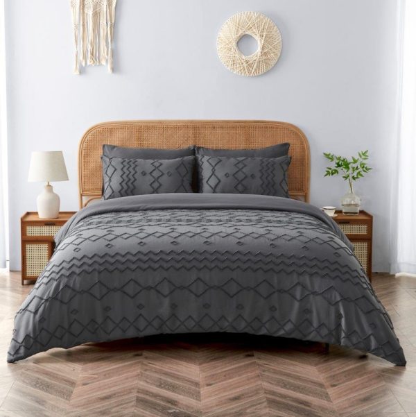 Clark Duvet Cover Signature Microfibre Tufted Bedding Set - Image 4