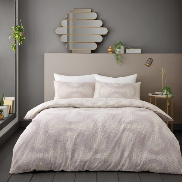 Danbury Geo Natural Duvet Cover With Pillow Case Reversible Bedding Set