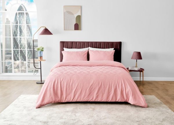 Ely Diamond Embossed Pattern Duvet Cover Signature Microfibre Bedding Set - Image 6