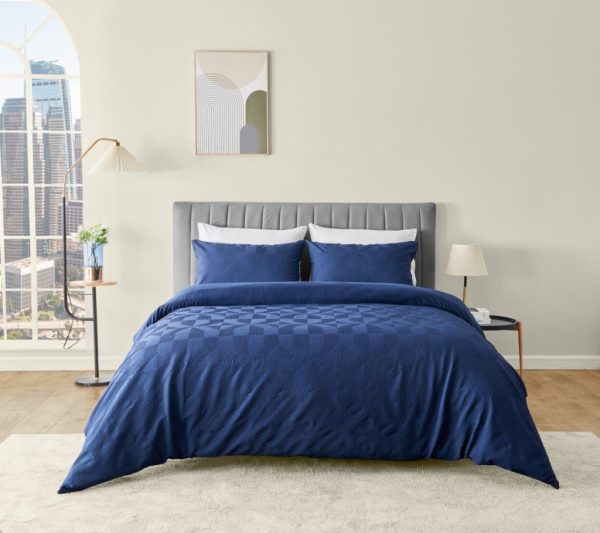 Ely Diamond Embossed Pattern Duvet Cover Signature Microfibre Bedding Set - Image 3