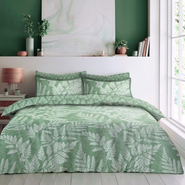 Fern Duvet Cover Green Leaves Reversible Bedding Set With Pillow Case