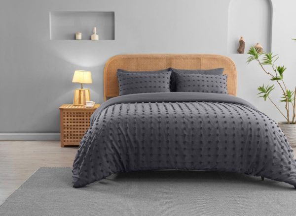 Flynn Duvet Cover Signature Microfibre Tufted Bedding Set - Image 5