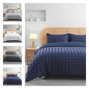 Flynn Duvet Cover Signature Microfibre Tufted Bedding Set