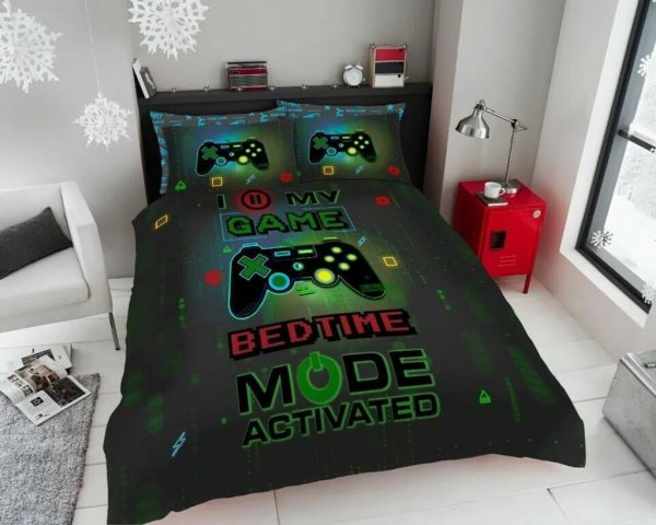 Gamer Multi Duvet Cover With Pillow Case Reversible Kids Boys Bedding Set