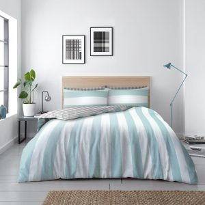 Garett Stripe Duvet Cover With Pillow Case Reversible Bedding Set