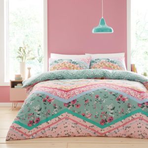 Lillie Multi Duvet Cover Reversible Floral Bedding Set With Pillow Case