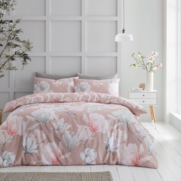 Magnolia Dream Floral Print Reversible Duvet Cover Polycotton Bedding Pillowcase - Image 3