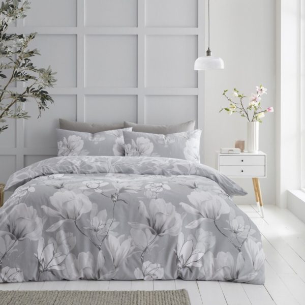 Magnolia Dream Floral Print Reversible Duvet Cover Polycotton Bedding Pillowcase - Image 2