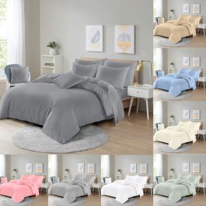 Soft Microfibre Plain Duvet Cover & Pillowcase Set Easy Care Breathable Bedding