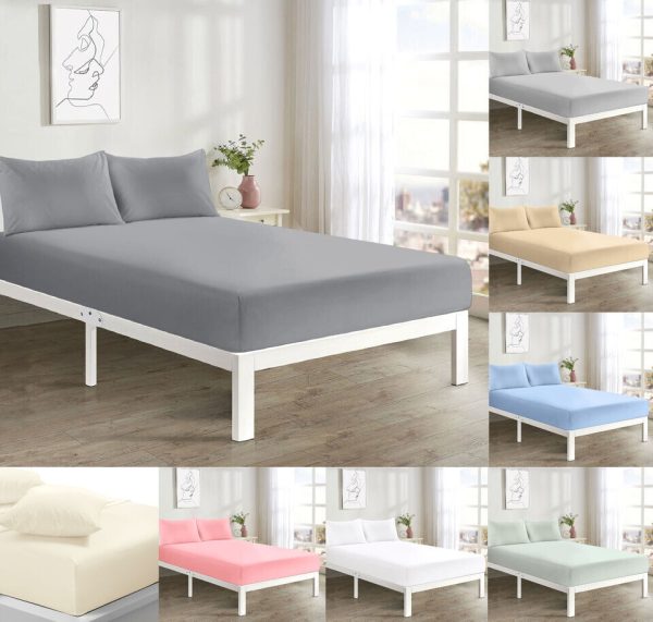Soft Microfibre Extra Deep Fitted Sheet 40cm (16inch) Bottom Bed Sheets or Pillowcase