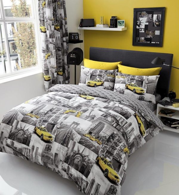 New York Patchi Duvet Cover Reversible Bedding Set With Pillow Case