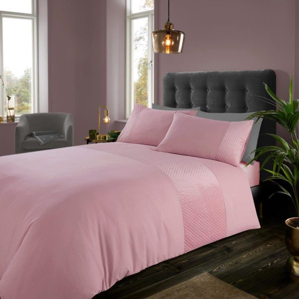 Palmer Duvet Cover Signature Quilted Panel Microfibre Bedding Set - Image 3