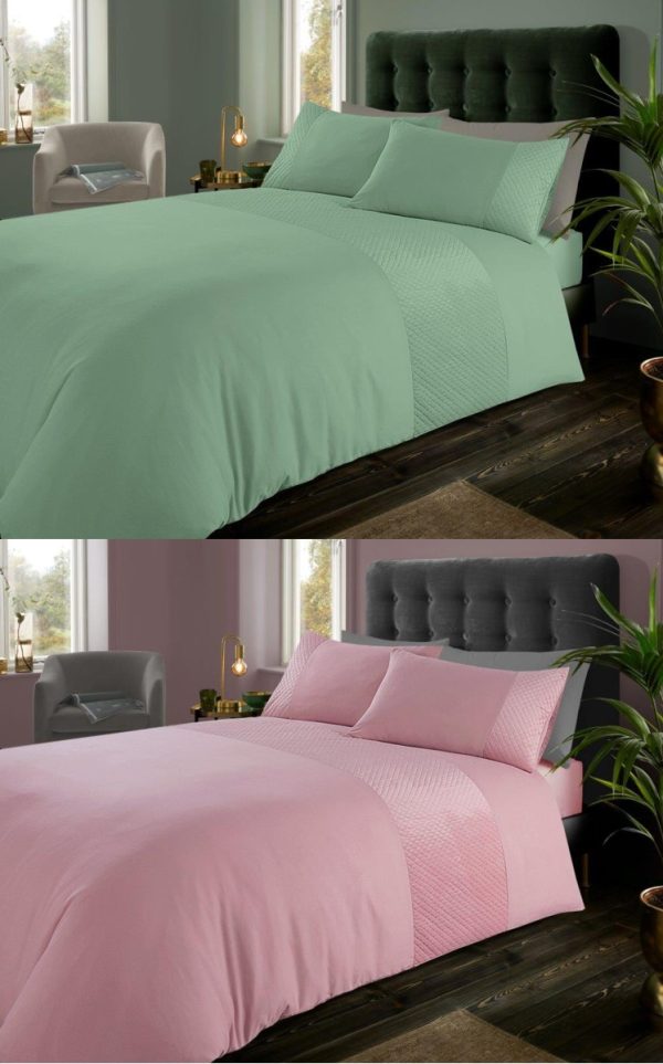 Palmer Duvet Cover Signature Quilted Panel Microfibre Bedding Set