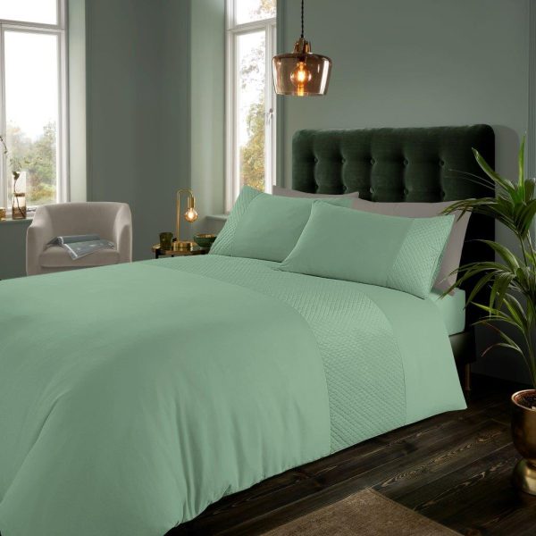 Palmer Duvet Cover Signature Quilted Panel Microfibre Bedding Set - Image 2