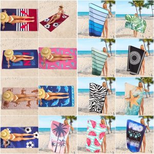 Sand Free Printed Beach Towel Quick Dry Sports Lightweight Jumbo Bath Towel 100 x 180cm