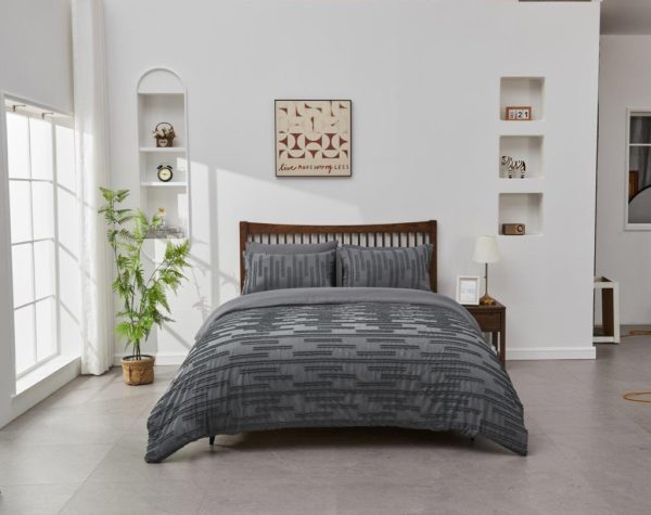Quincy Duvet Cover With Pillowcase Stripes Microfibre Bedding Set - Image 4