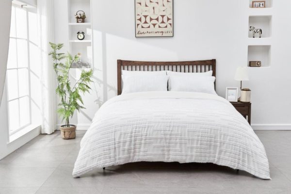 Quincy Duvet Cover With Pillowcase Stripes Microfibre Bedding Set - Image 2