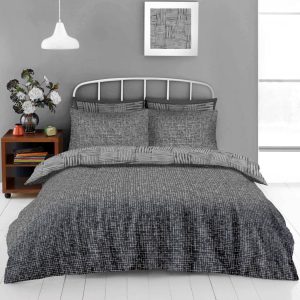 Ryder Duvet Cover Charcoal Grey Reversible Bedding Set With Pillow Case